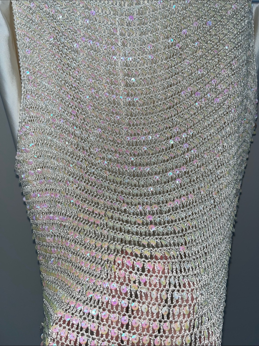 Ivory Sequin Knit Top- Elegant Women's knit sequin shirt